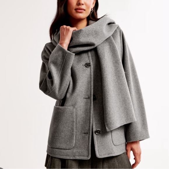 Abercrombie & Fitch Wool Blend Coat w/ Removable Scarf - Picture 1 of 12